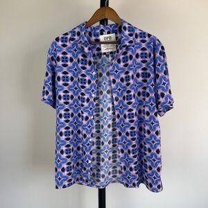 Original Paperbacks OPB Mens Purple Blue Geometric Starburst Button Down Shirt M